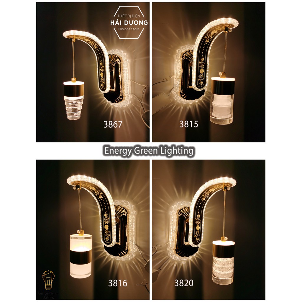 Đèn Led Treo Tường Hiện Đại Thả Thuỷ Tinh 24w Phong Cách Bắc Âu Vintage DT ( Ánh sáng vàng) - Energy Green Lighting