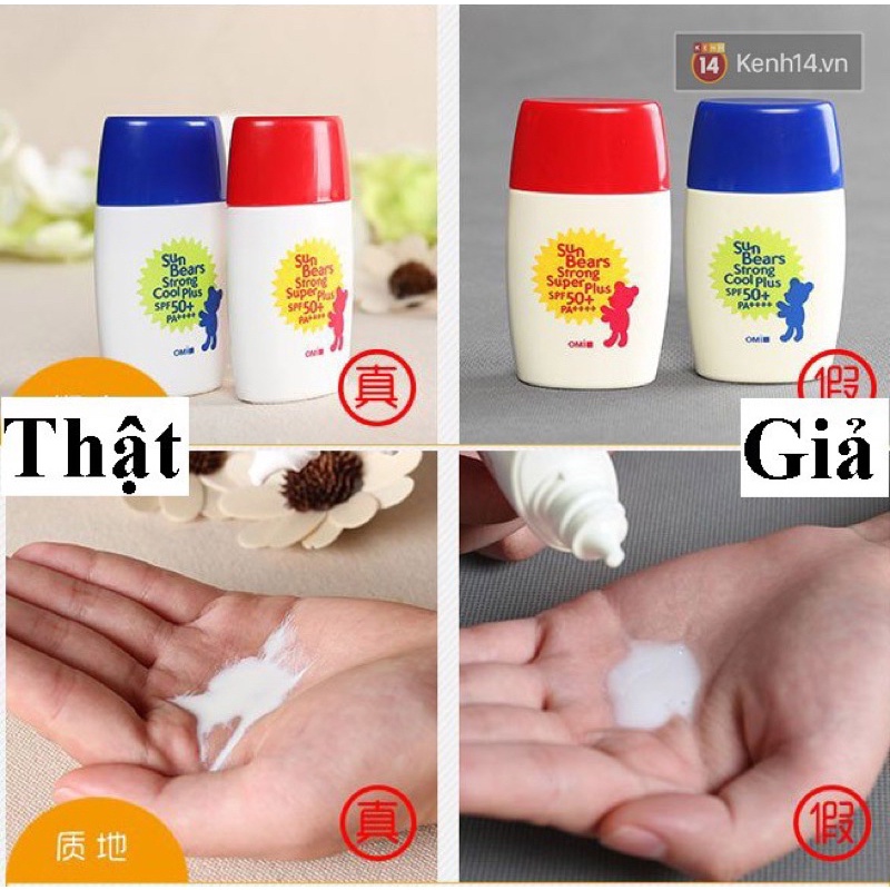 Kem chống nắng không cồn Omi Sun Bears SPF 50+ PA ++++ chống nước