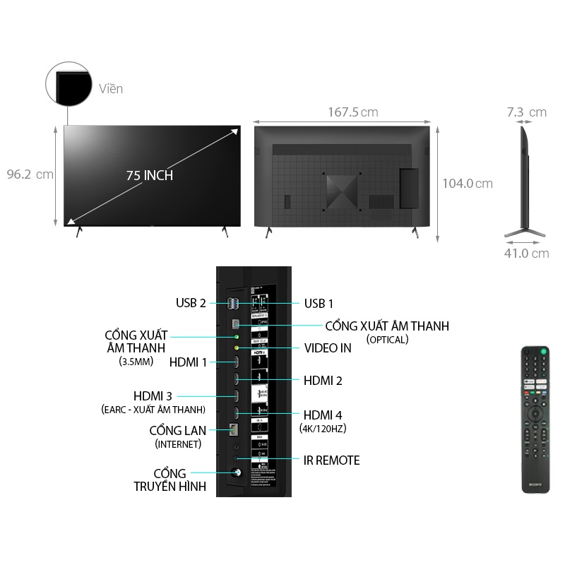 Android Tivi Sony 4K 75 inch XR-75X90J