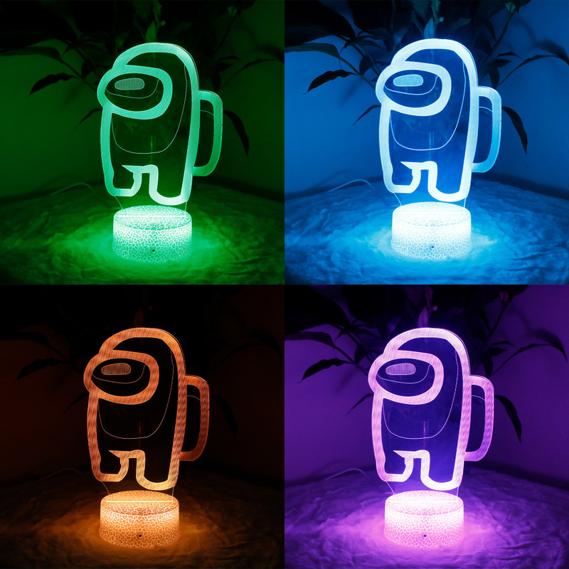 【Shopping 24h】Đèn ngủ để bàn hình Among Us dạ quang 3D đèn LED 16 màu có thiết bị điều khiển#YJ