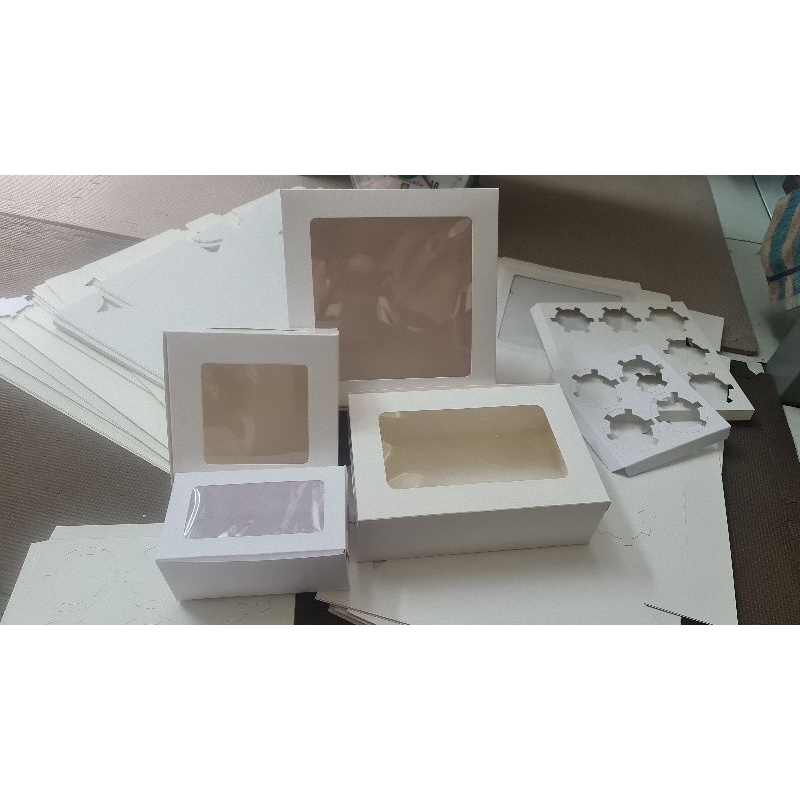 set 10 hộp cupcake giấy cửa kính 2 cup,4cup,6cup,9cup.