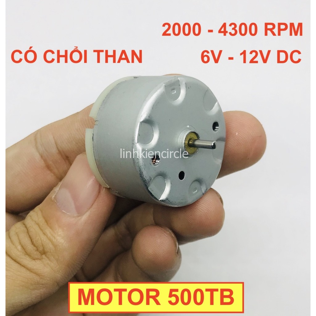 Motor mini 500 500TB tốc độ chậm 6V - 12V tốc độ 2000 - 4300 RPM có chổi than chạy êm và bền - LK0318