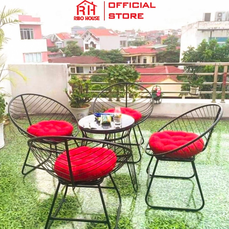 [TẶNG ĐỆM] Ghế nón ban công RIBO HOUSE khung kim loại sơn tĩnh điện RIBO133