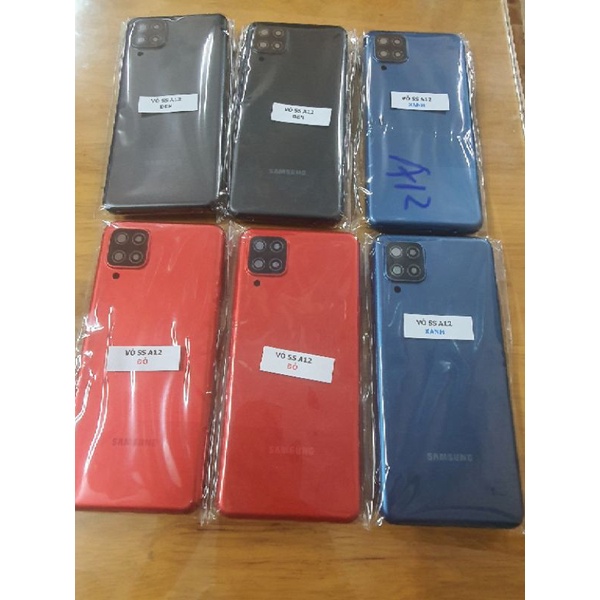 Vỏ samsung A12 có khay sim kính camera,nắp lưng có kính camera zin