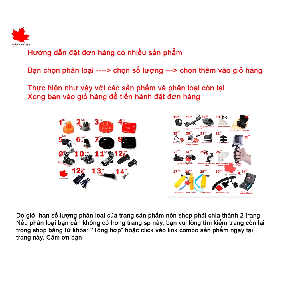 Phụ kiện (2) cho action cam gopro, sjcam, eken, DJI Osmo Action, xiaomi