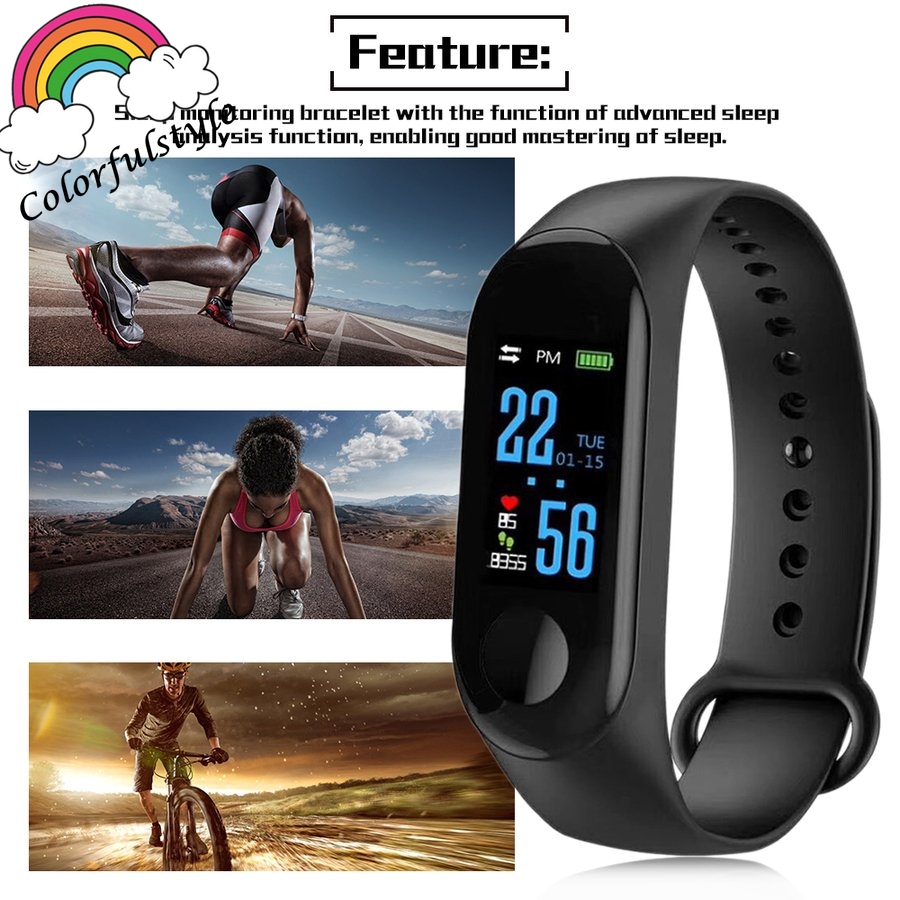 COLO  M3 Band Smart Watch Waterproof Bluetooth Fitness Tracker Wristband Heart Rate Watch Bracele