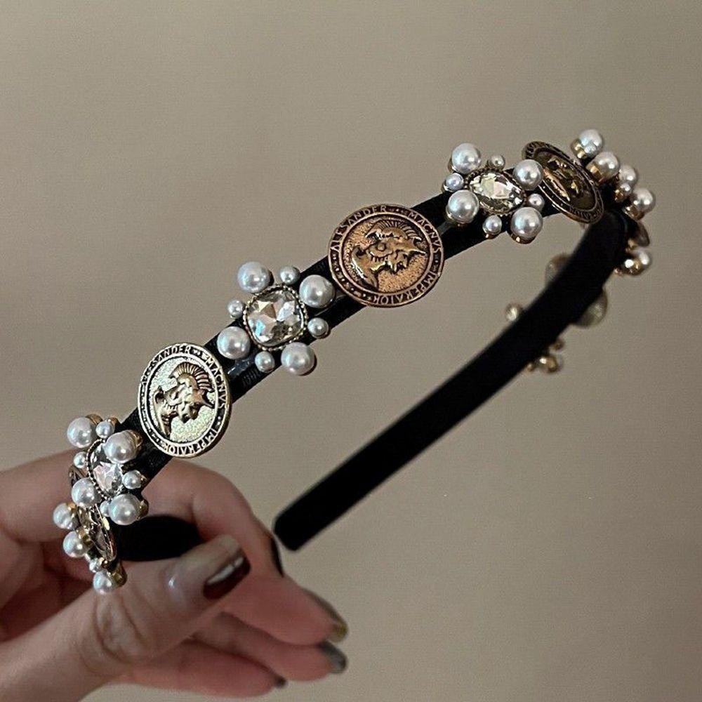 ANEMONE Băng đô cài tóc rửa mặt Đính Ngọc Trai Phong Cách Baroque Hàn Quốc Ngọt Ngào