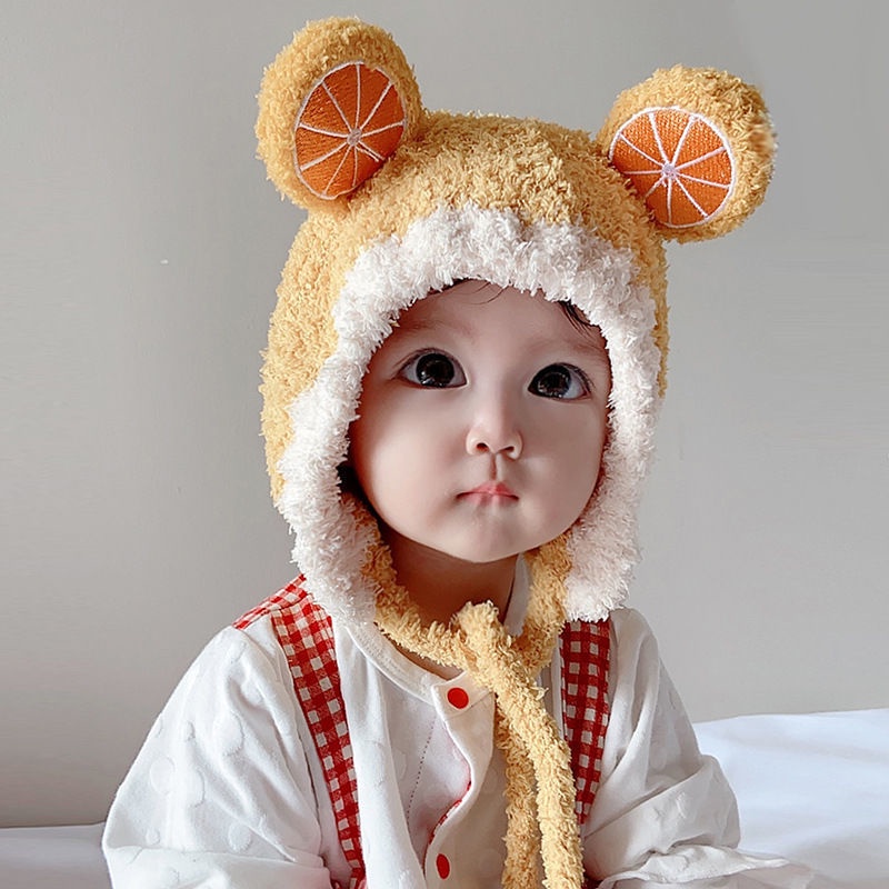 Mũ len lông cừu trái cây cho bé 3-24 tháng