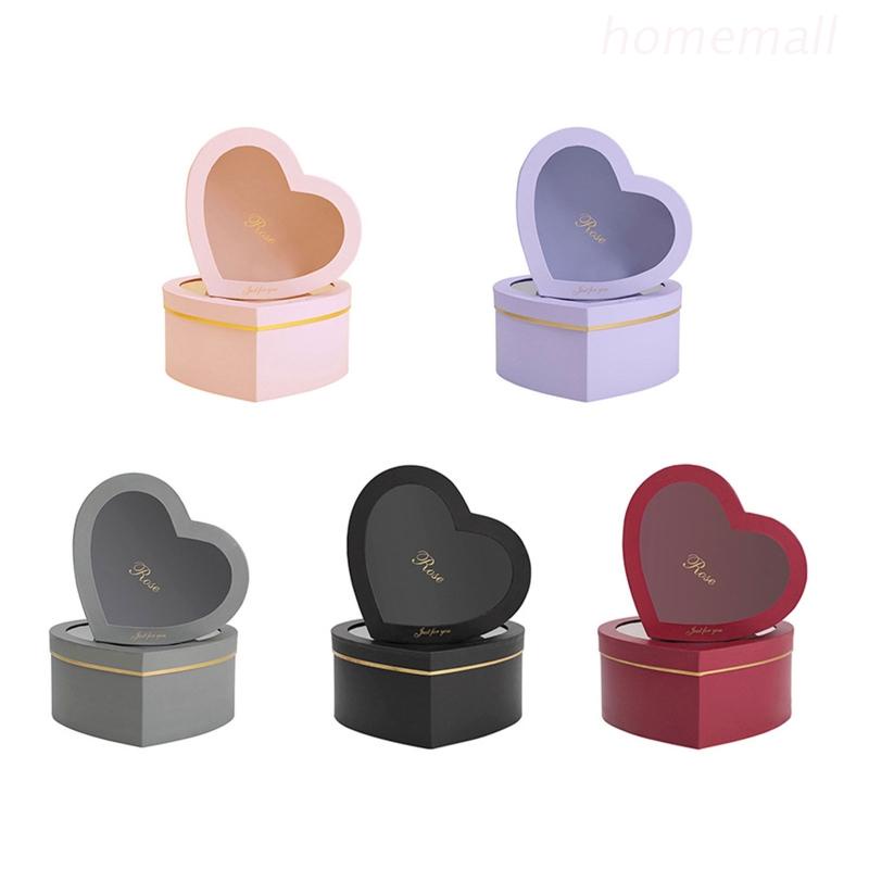 Set 2 hộp đựng quà hình trái tim có nắp trong suốt sang trọng