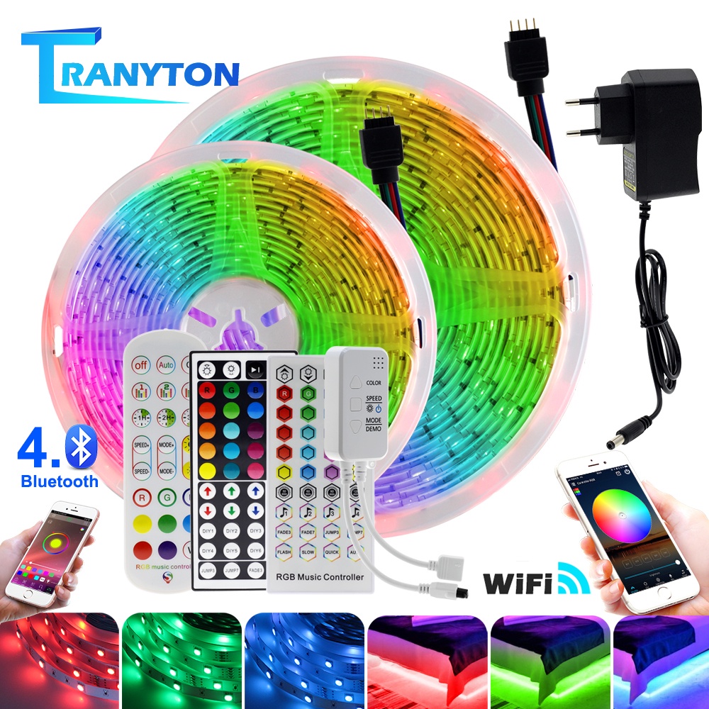 Dây Đèn Led Smd 5050 Rgb 5m 10m 20m TikTok Đèn Màu Trang Trí Điều Khiển Từ Xa Ir / Wifi / Bluetooth Tiện Dụng