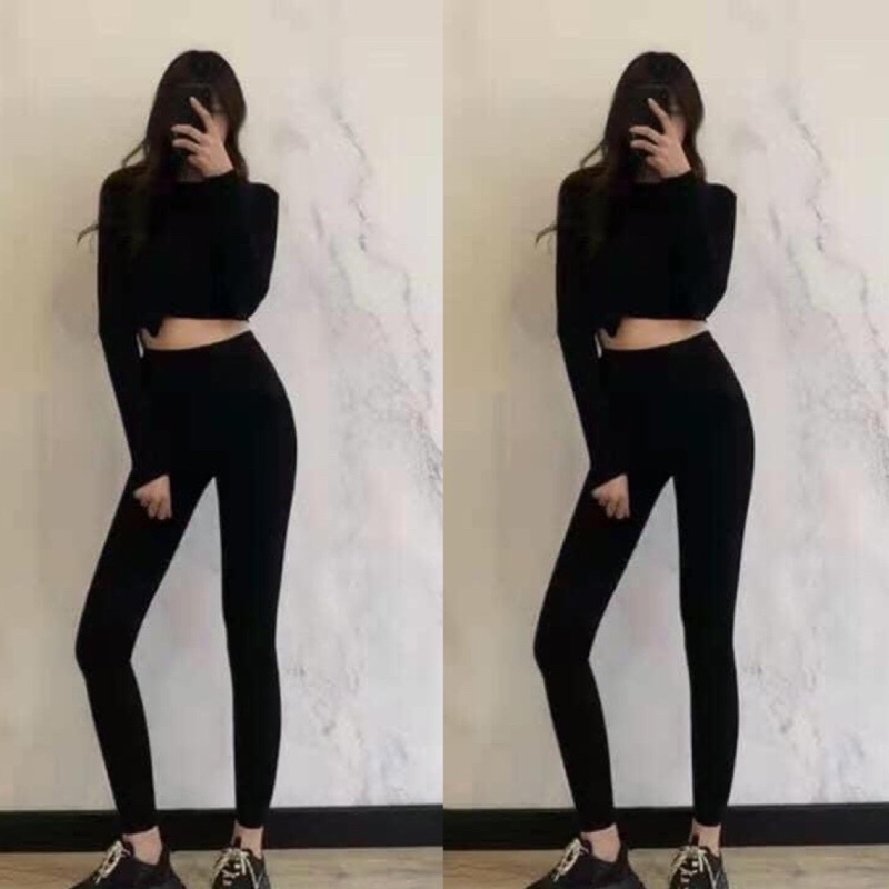 Legging Nữ Dáng Dài Ôm Chấn, Quần Nữ Co Dãn 4 Chiều Mix Áo Sơ Mi Siêu Thoải Mái