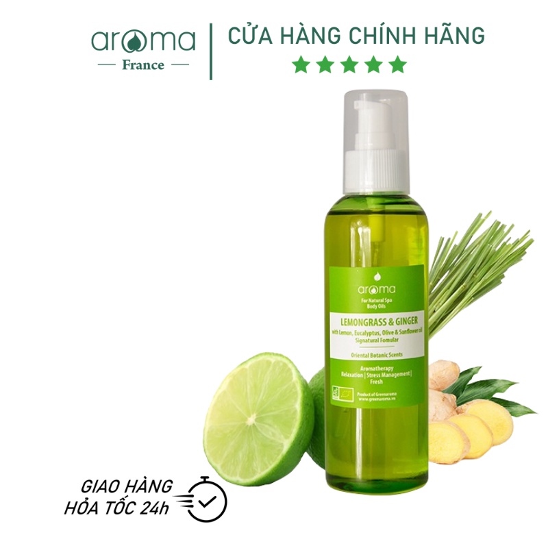 [ AROMA ] Tinh dầu massage body Sả chanh & Gừng - Lemongrass & Ginger Body Oil 100ml