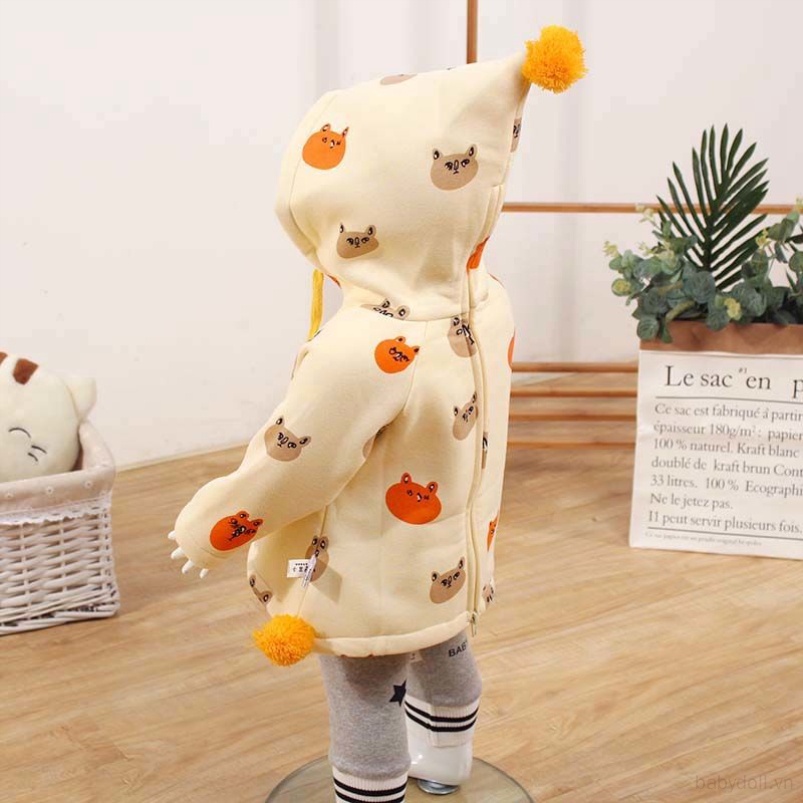 Áo Khoác Hoodie Tay Dài Có Khóa Kéo In Họa Tiết Hoạt Hình Gấu Dễ Thương Cho Bé Trai Và Gái