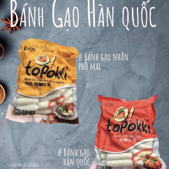 Bánh gạo tokbokki truyền thống 500g và Bánh gạo tokbokki nhân phô mai 500g