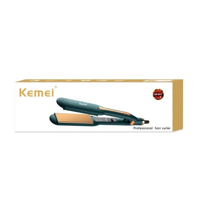 Máy Làm Tóc, Dập Xù, Kẹp Tóc, Duỗi Tóc Bản Lớn Chỉnh Nhiệt Kemei Km 9827 - Bảo Hành 24 Tháng
