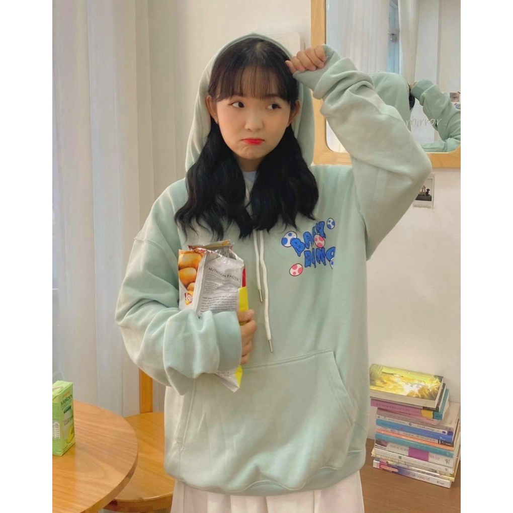 Áo Hoodie Nữ 🌸FREESHIP🌸 Áo Nỉ Khủng Long BABY DINO Form Rộng Tay Bồng Có Mũ Màu Xanh Bơ Hot | BigBuy360 - bigbuy360.vn