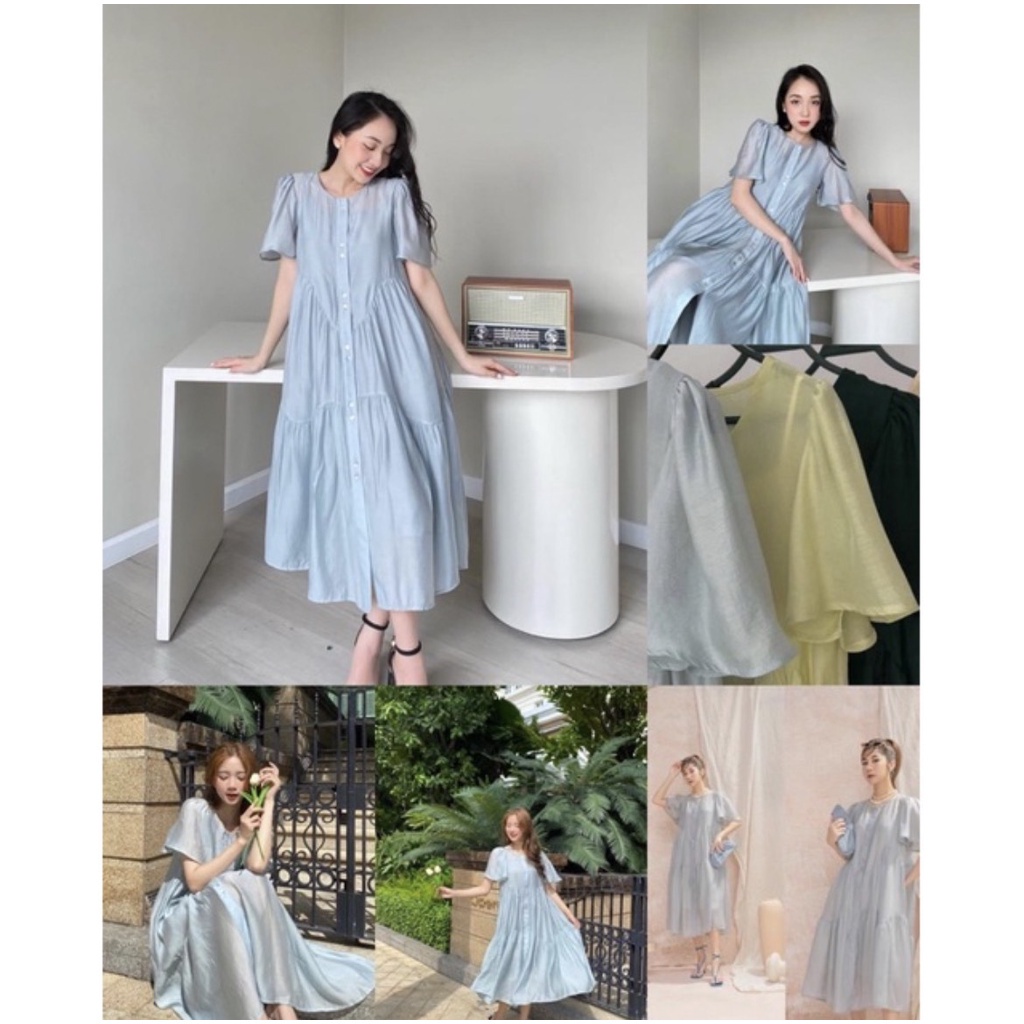 : Váy babydoll voan tơ kèm váy 2 dây lót trong bầu mặc thoải mái Lolla Fashion