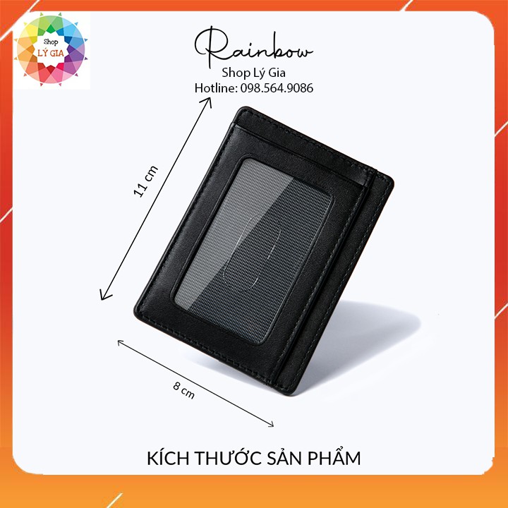 Ví card nam mini da thật với 3 ngăn siêu mỏng chống trộm RFID thông minh nhỏ gọn tinh tế | Hàng chính hãng Rainbow