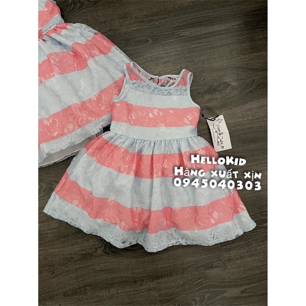 V48 - Váy ren kẻ xanh hồng pippa