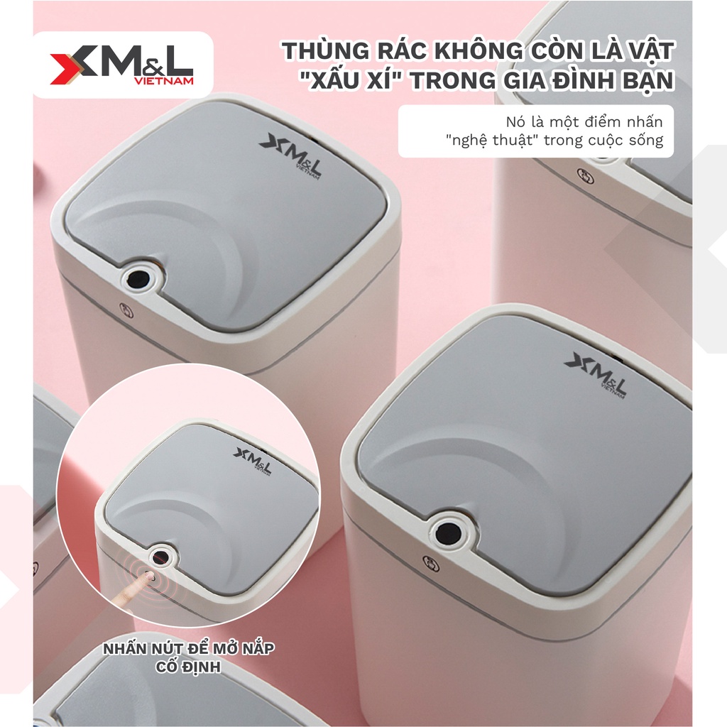 Thùng rác cảm ứng thông minh 18 lít M&amp;L B-JA-18 Royalcare - Sang trọng, thanh lịch