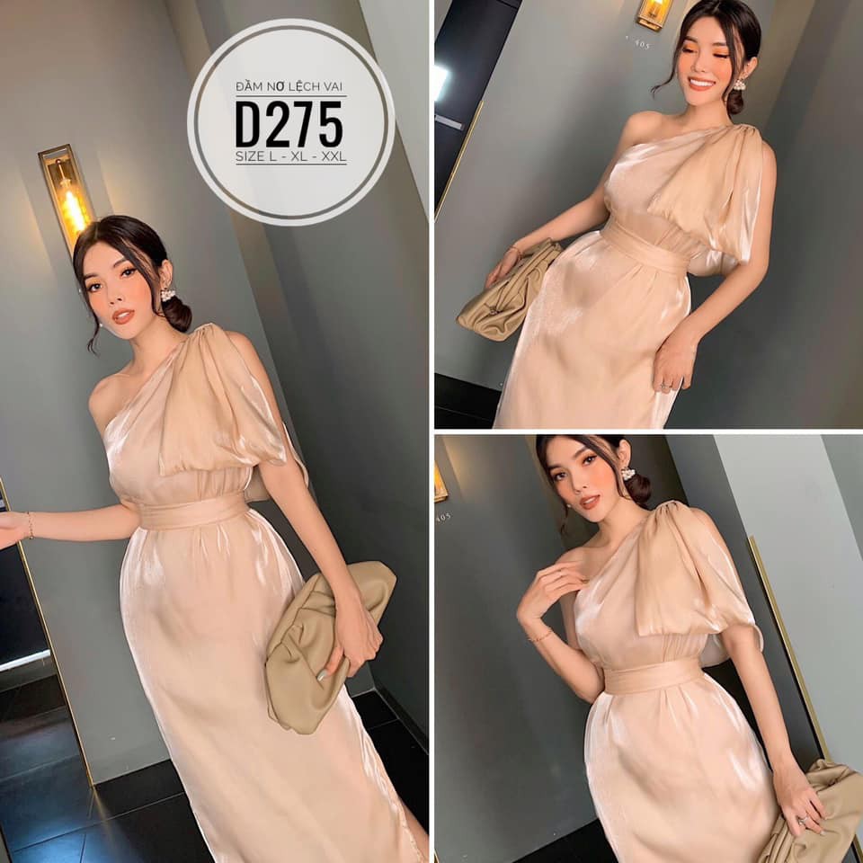 Đầm bigsize lệch vai phối nơ đi tiệc 4 màu size 55-90kg