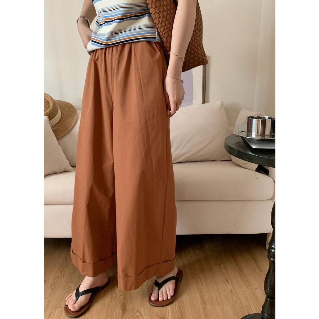 Quần Cotton Ống Rộng Lưng Thun Thoải Mái Thời Trang Mùa Hè 65432