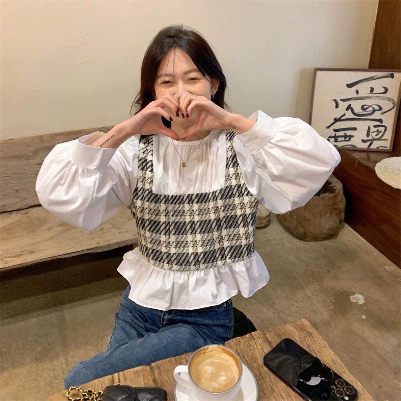 Áo Sơ Mi Dài Tay Giả Hai Lớp Họa Tiết Kẻ Sọc Thời Trang Dành Cho Nữ