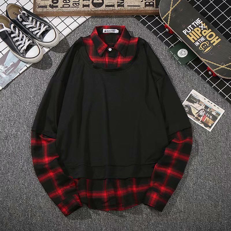 Men's Fashion Plaid Long Sleeve T-shirt