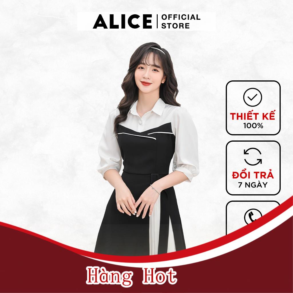 Đầm Suông Công Sở Nữ Đẹp ALICE Thiết Kế Cổ Sơ Mi Chân Váy Phối Dập Ly Sang Trọng, Thanh Lịch V691