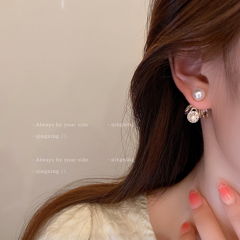 DREJEW Khuyên tai kim bạc hình lá cầu lông thiết kế thời trang Hàn Quốc