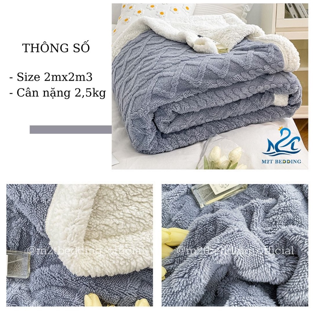 Chăn lông cừu M2T BEDDING phong cách Hàn quốc Tafurong kích thước 2mx2m3