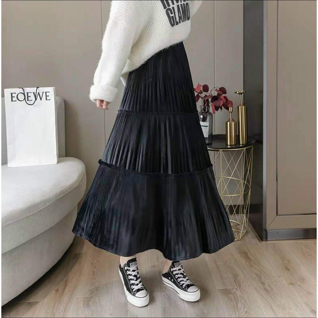 [Mã FAMAYWA giảm 10K đơn 50K] Chân váy midi dập ly 3 tầng - vải voan 2 lớp | BigBuy360 - bigbuy360.vn