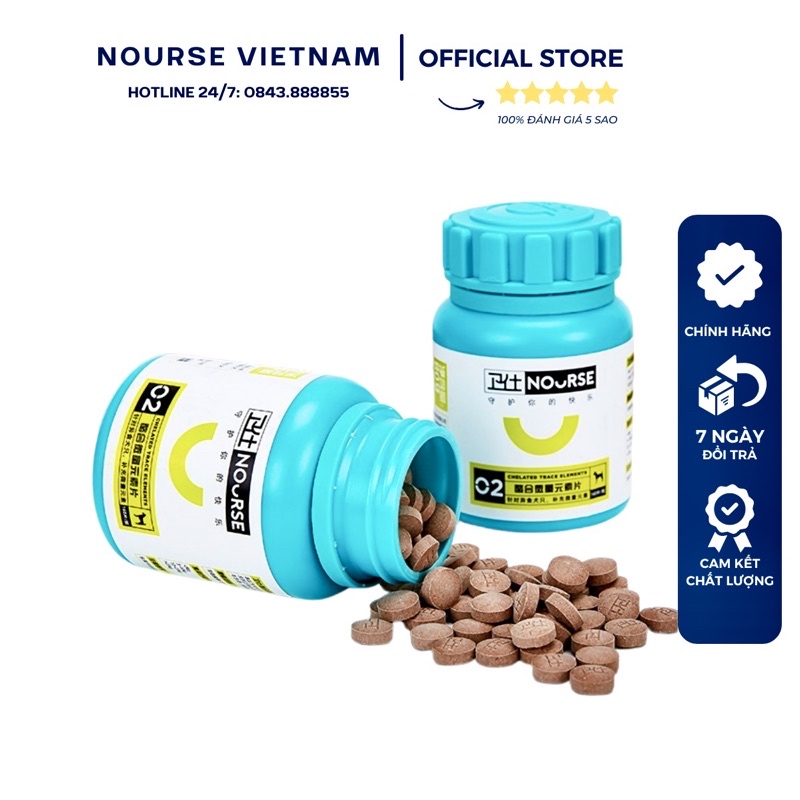 Vitamin Nourse 02 bổ sung sắt và nguyên tố vi lượng, tốt cho chó bầu (160v)