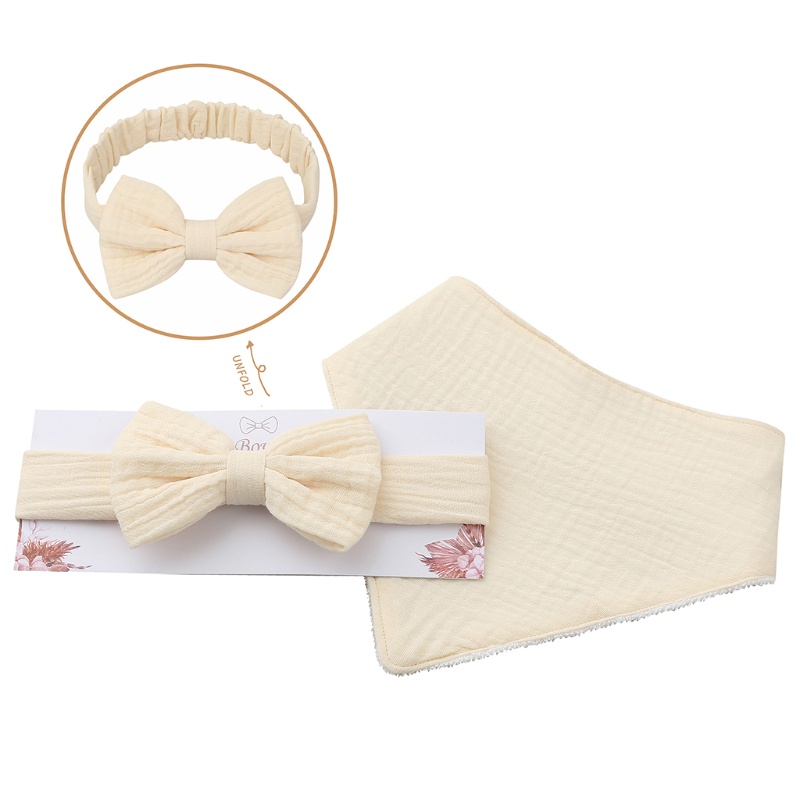 Set 2 Yếm Ăn Họa Tiết Tam Giác Thắt Nơ Cho Bé Gái