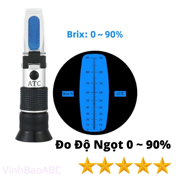 Khúc Xạ Kế 0-90% Đo Độ Ngọt, Nồng Độ Đường - Brix