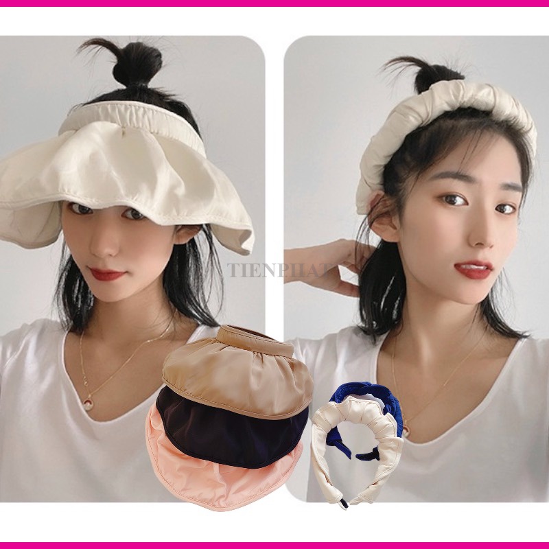 Mũ chống nắng nửa đầu vành rộng đa năng - Nón hở chóp rộng vành, cài tóc, bờm tóc