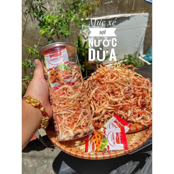 KHÔ MỰC XÉ SỢI HẤP NƯỚC DỪA 🦑🥥 - SIZE 200g & 300g siêu nhiều