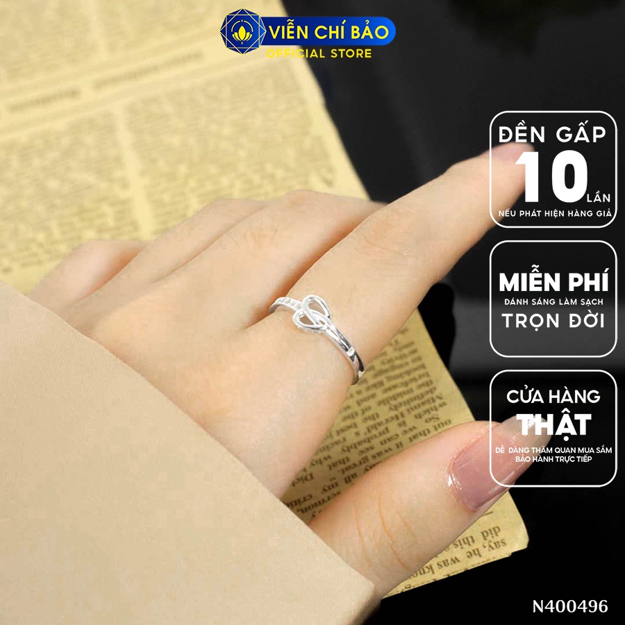 Nhẫn bạc nữ trái tim đan đính đá chất liệu bạc 925 thời trang phụ kiện trang sức Viễn Chí Bảo N400496