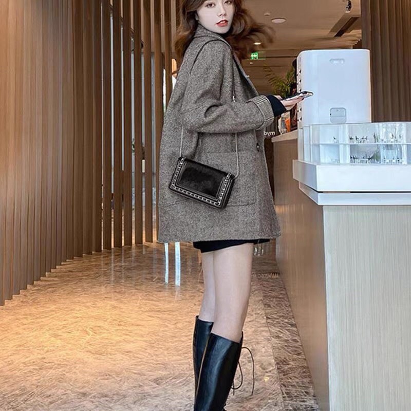 ⚡️BÁN SỈ⚡️Áo dạ kẻ ghi dáng rộng tay lật 2 lớp | BigBuy360 - bigbuy360.vn