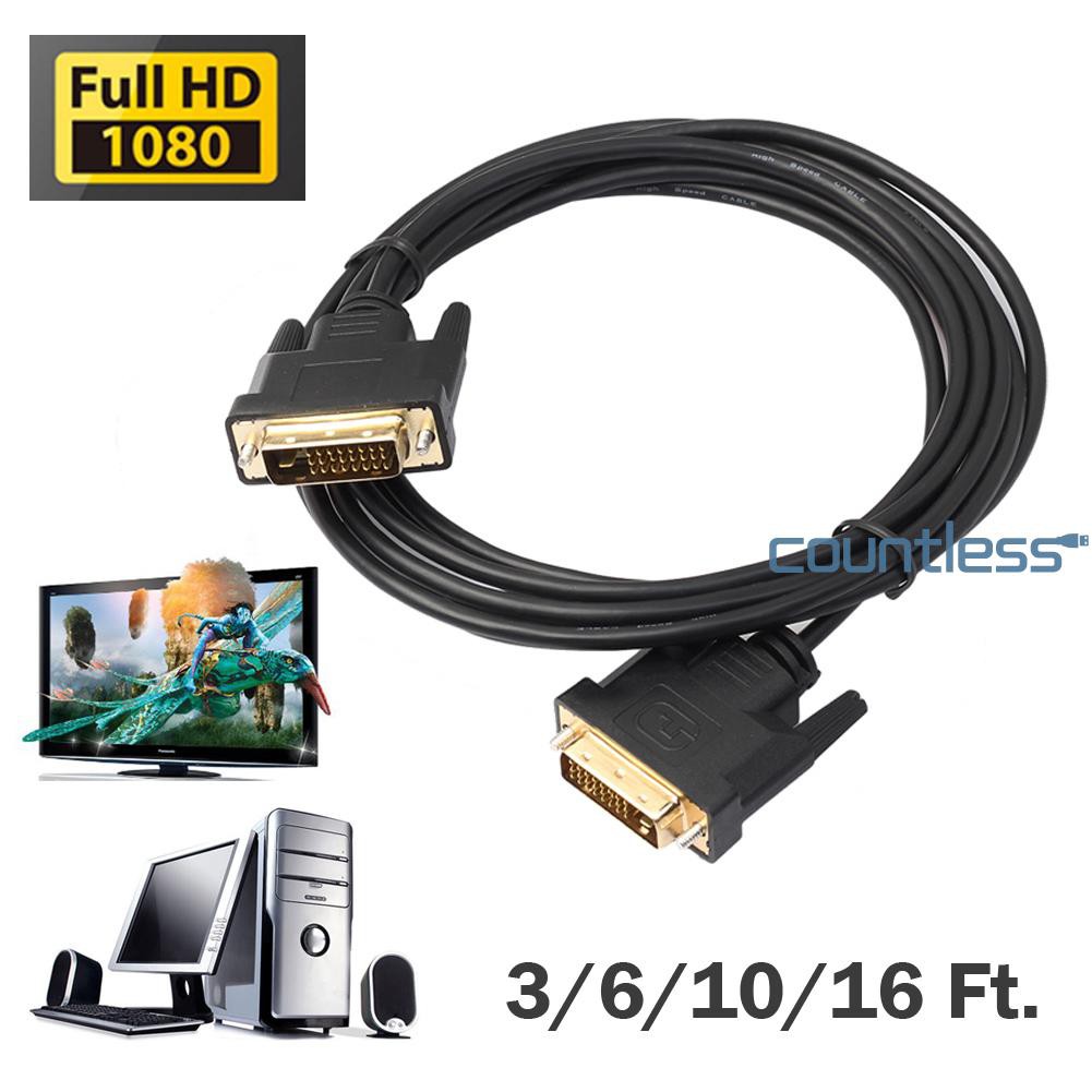 Cáp Chuyển Đổi Dvi D Sang Dvi-D Gold Male 24 + 1 Pin Dual Link Tv