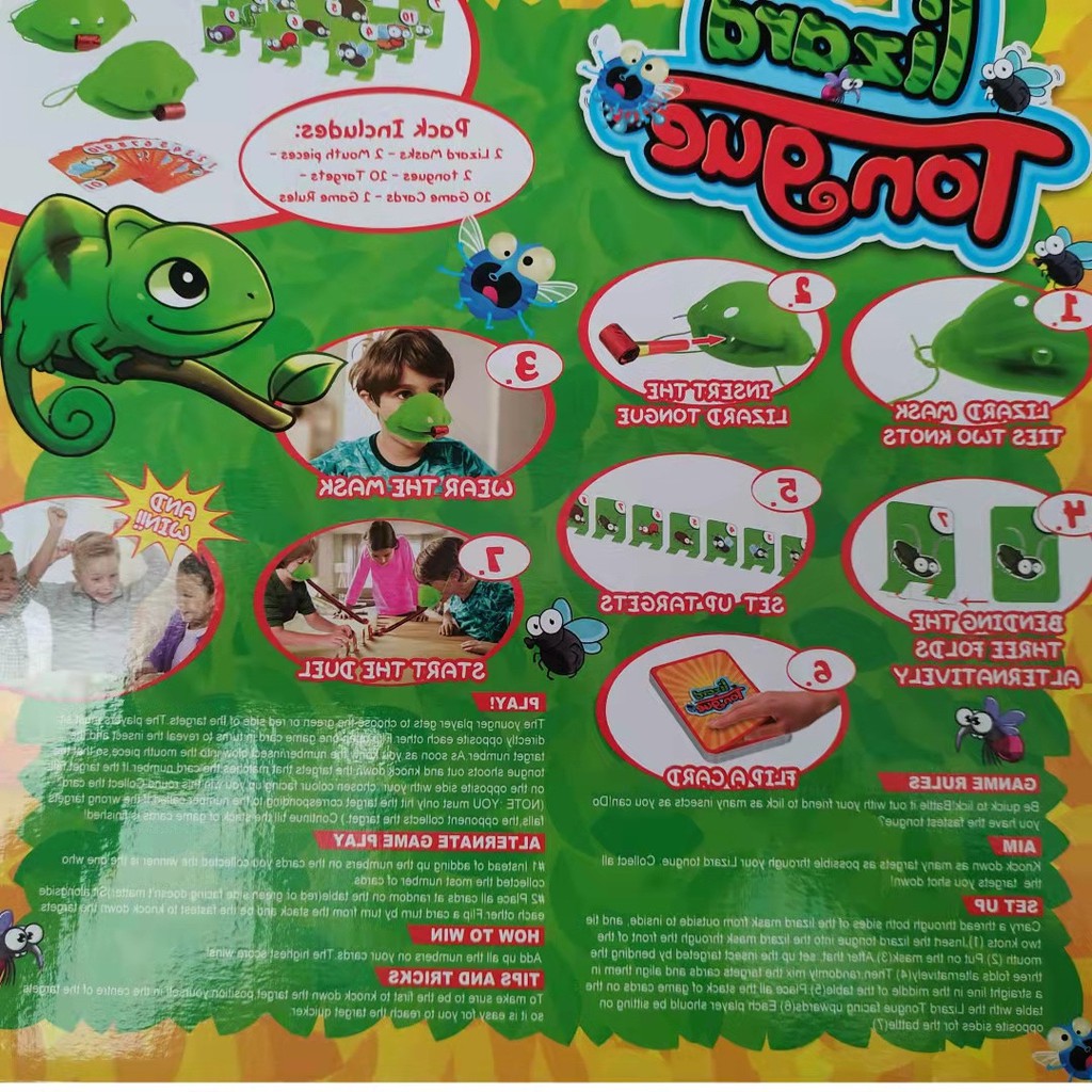 Bộ Thẻ Trò Chơi Tic Tac Tongue Bắt Tắc Kè Hoa Vui Nhộn Cho Gia Đình