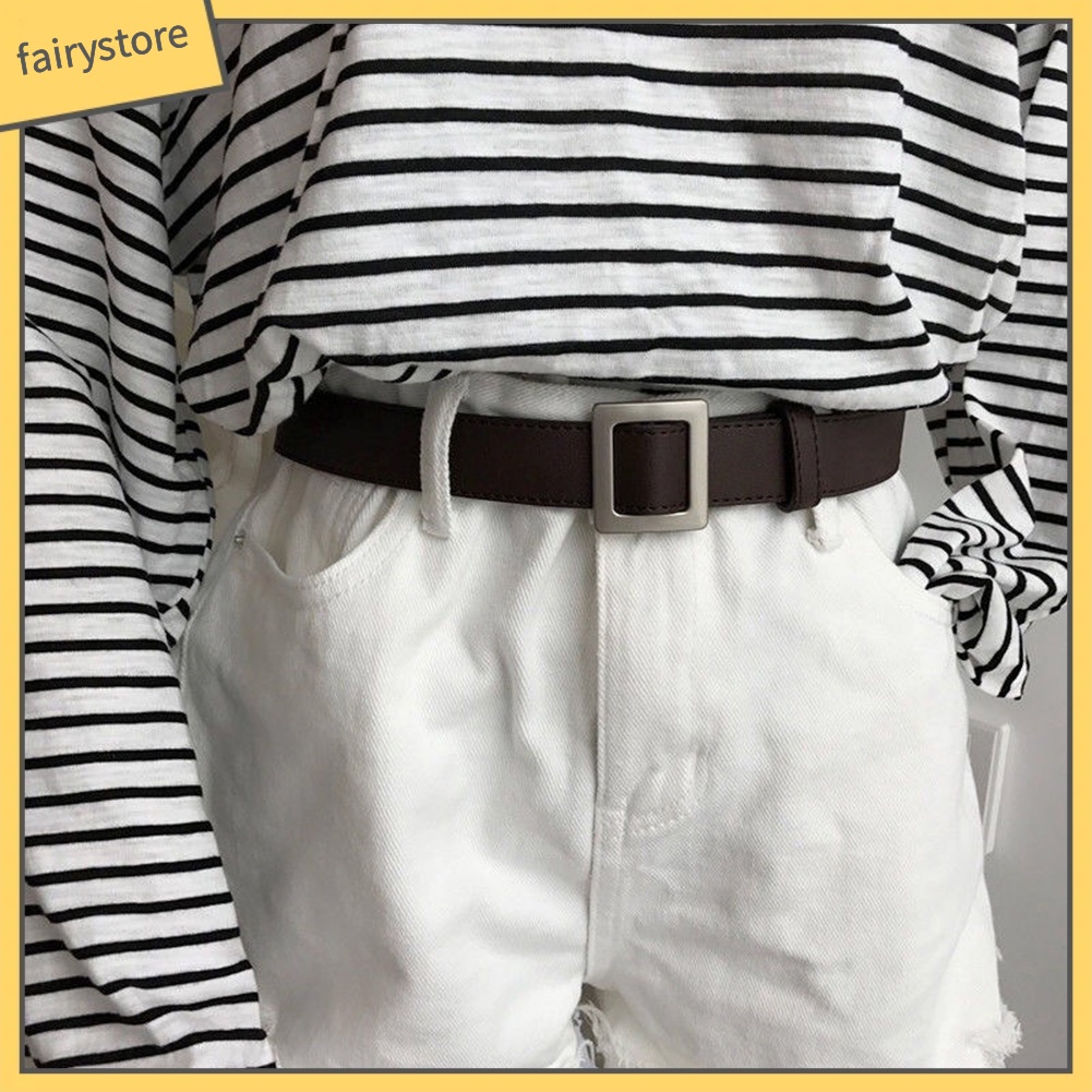 Thắt Lưng Giả Da Phối Khoá Kim Loại Độc Đáo Cho Nữ