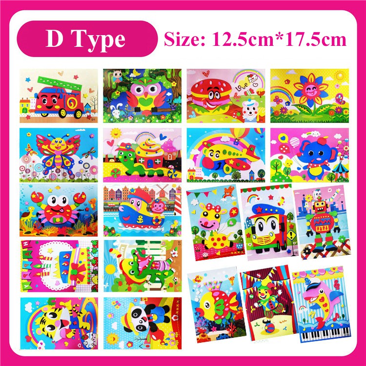 Set 10 Miếng Dán Đồ Chơi Xếp Hình Bằng Xốp EVA Họa Tiết Hoạt Hình Giáo Dục Sớm Cho Trẻ