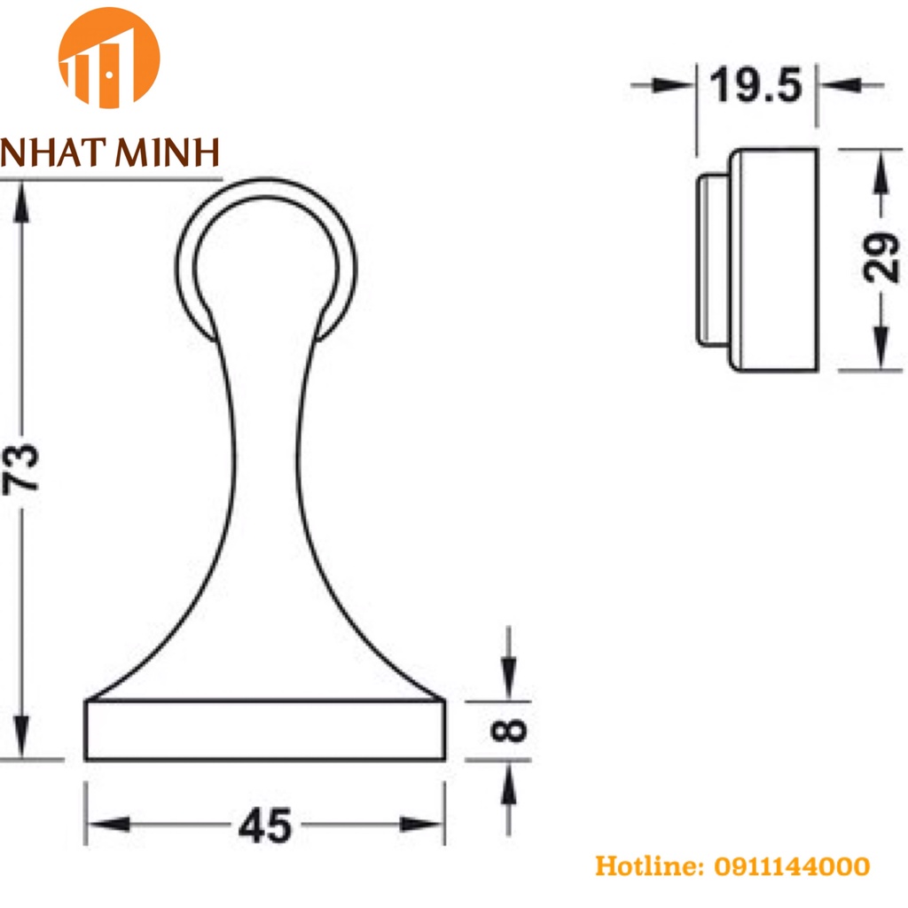 Hít cửa nam châm Haflele 938.23.028 màu vàng chính hãng