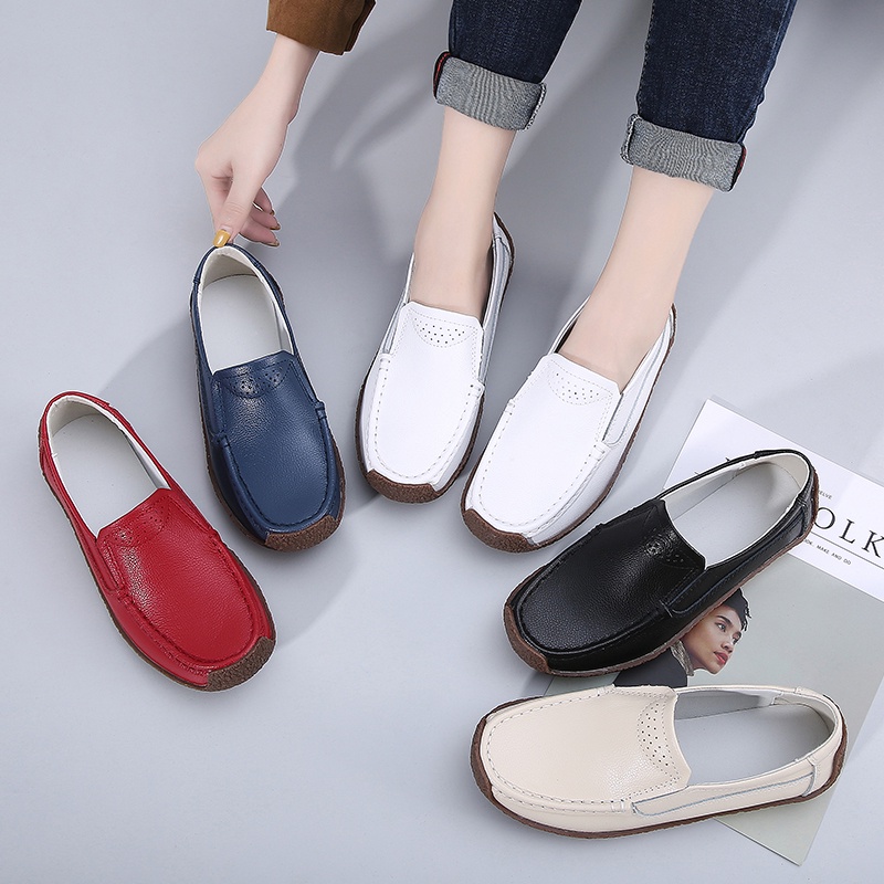 Giày Da Bít Mũi Trọng Lượng Nhẹ Chống Va Chạm Cho Nữ