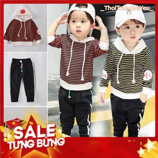Bộ cotton có mũ co dãn 4 chiều cho bé trai sành điệu hot hit