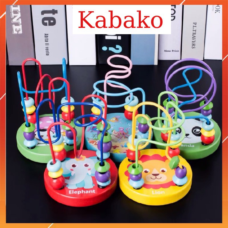 Đồ chơi luồn hạt gỗ cho bé luyện khéo tay kiên nhẫn đồ chơi thông minh đồ chơi gỗ KABAKO KBK012