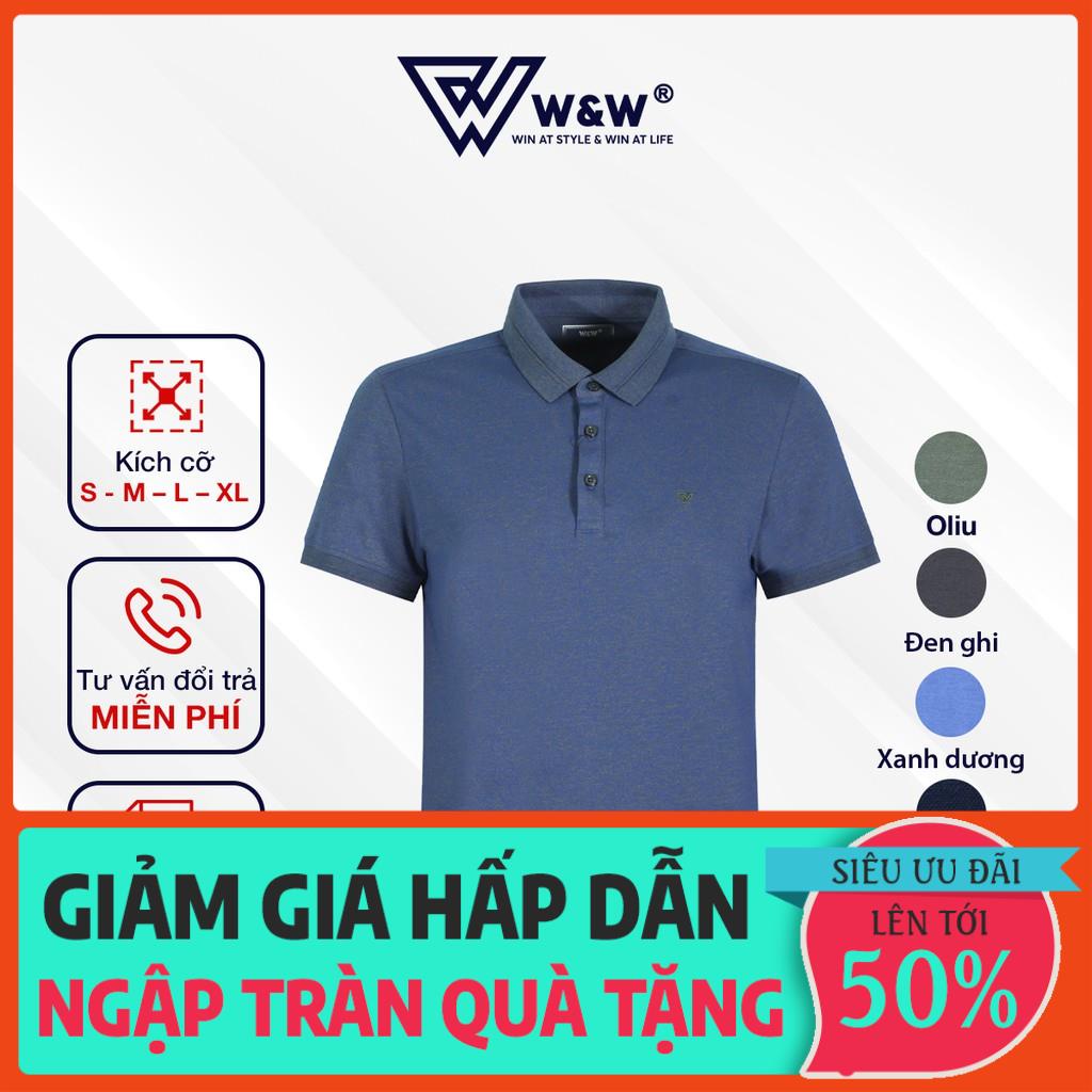 Áo Thun Polo Nam W&W Dáng Slim Fit- Cổ Áo Không Chân Ngắn Tay Màu Trơn Chất Liệu Thoáng Mát, Thấm Hút Tốt WPO58S new