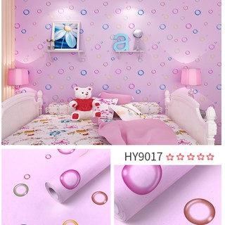 Giấy dán tường 10m bong bóng màu hồng [mua3giam5k] - 10m Decal dán tường bong bóng hồng có keo sẵn