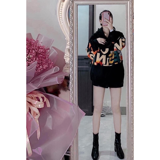 Áo nỉ nữ from rộng áo hoodies có mũ chất nỉ bông siêu ấm in chữ sắc màu | BigBuy360 - bigbuy360.vn